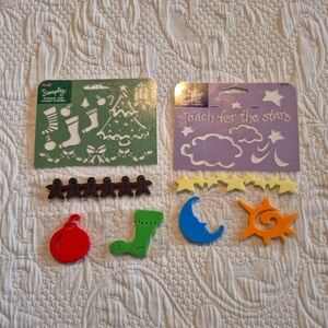 Plaid Simply stencil & stamp combo, celestial & Holiday stamps sets, New